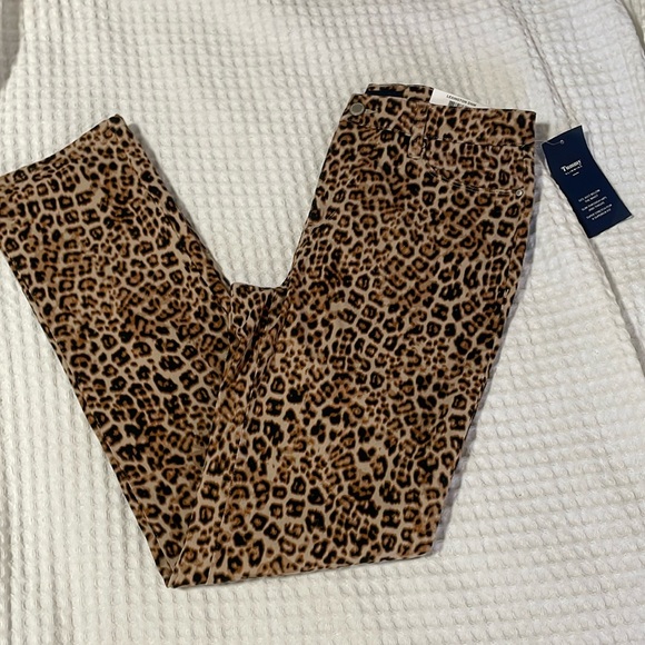 Charter club Lexington denim straight leg leopard pants women’s 4 cotton stretch - Picture 1 of 10